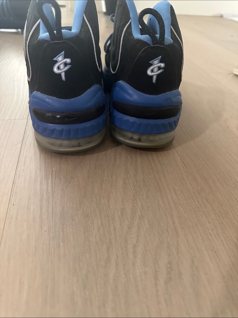 Nike Air Penny Blue and Black Athletic Basketball Shoes - Picture 3 of 4